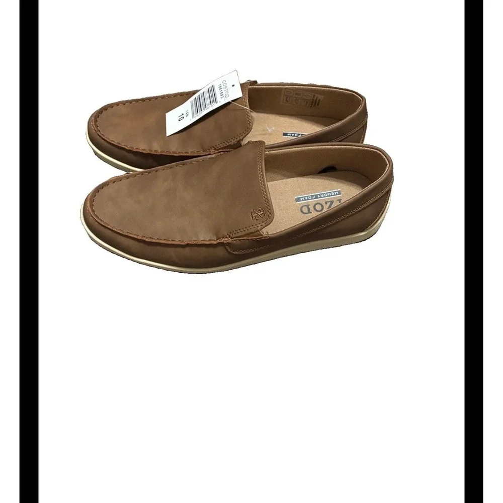 IZOD Seapoint Mens Tan Memory Foam Slip On Loafers Shoes 1861593